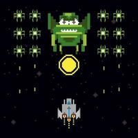 retro video game space pixelated scene vector