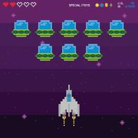 retro video game space pixelated scene vector