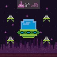 retro video game space pixelated scene vector