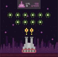 retro video game space pixelated scene vector