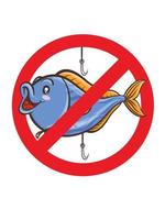 no fishing sign, cartoon style vector