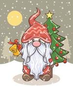 cute gnome illustration holding jingle bells