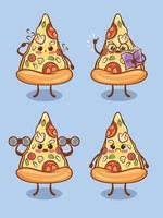 Set of cute pizza slices all expression. cartoon vector