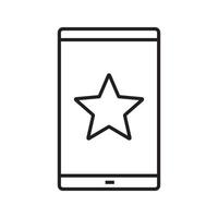 Smarphone bookmark linear icon. Thin line illustration. Smart phone with star mark contour symbol. Vector isolated outline drawing