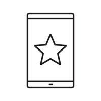 icono lineal de marcador de smarphone. Ilustración de línea fina. teléfono inteligente con símbolo de contorno de marca de estrella. dibujo de contorno aislado vectorial vector