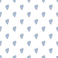 Seamless pattern. Doodle style hand drawn. Nature, animals and elements. Vector illustration. Blue hearts on a white background.