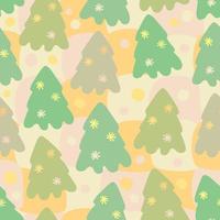 seamless very cute christmas pattern background with hand draw pastel pine tree vector