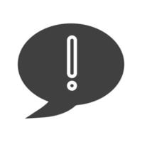 Exclamation mark glyph icon. Silhouette symbol. Important information. Attention. Chat box with exclamatory mark inside. Negative space. Vector isolated illustration