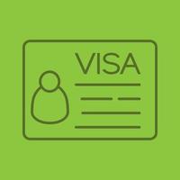 icono lineal de visa de viaje. símbolos de contorno de línea fina sobre fondo de color. ilustración vectorial vector