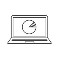 Laptop statistics linear icon. Thin line illustration. Laptop with diagram contour symbol. Vector isolated outline drawing