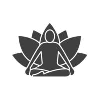 icono de glifo de posición de yoga. símbolo de silueta. clase de yoga. espacio negativo. vector ilustración aislada
