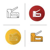 Construction stapler icon. Flat design, linear and color styles. Isolated vector illustrations