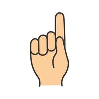 Heaven pointer hand color icon. God gesture. Index finger up. Isolated vector illustration