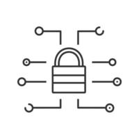 Cyber security linear icon. Thin line illustration. Password. Closed padlock. Contour symbol. Vector isolated outline drawing