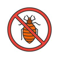 Stop bed bug sign color icon. Parasitic insects repellent. Pest control. Isolated vector illustration