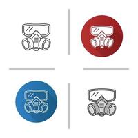 Respirator icon. Flat design, linear and color styles. Gas mask. Pest control equipment. Isolated vector illustrations