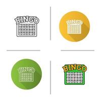 Bingo game icon. Flat design, linear and color styles. Lottery. Casino. Isolated vector illustrations