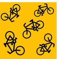 an illustration of several bicycle icons on an orange background. bicycle sales business