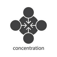 Concentration glyph icon. Silhouette symbol. Teamwork abstract metaphor. Negative space. Vector isolated illustration