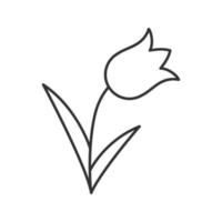 Tulip linear icon. Blooming flower thin line illustration. Spring garden plant contour symbol. Vector isolated outline drawing