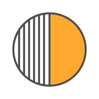 Half color icon. Half hatched abstract metaphor. Isolated vector illustration