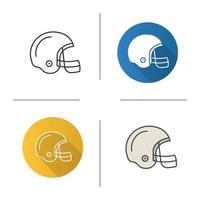 American football helmet icon. Flat design, linear and color styles. Isolated vector illustrations