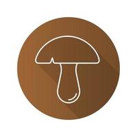 Mushroom flat linear long shadow icon. Vector outline symbol