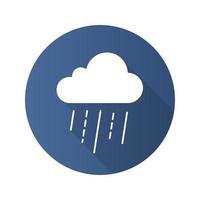 Rainy cloud flat design long shadow glyph icon. Vector silhouette illustration