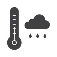 Autumn weather glyph icon. Silhouette symbol. Thermometer and rainy cloud. Negative space. Vector isolated illustration