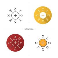 Attraction symbol icon. Flat design, linear and color styles. Positively charged electron. Isolated vector illustrations