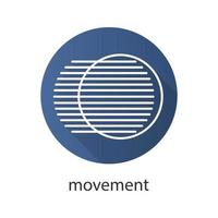 Movement flat linear long shadow icon. Dynamic motion concept. Vector outline symbol