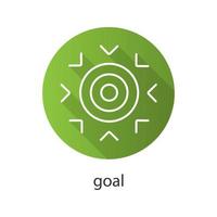 Goal flat linear long shadow icon. Purpose abstract metaphor. Vector outline symbol