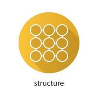 Structure symbol flat linear long shadow icon. Composition abstract metaphor. Vector outline symbol