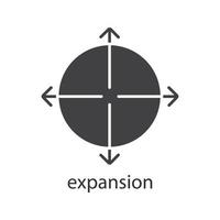 Expansion glyph icon. Silhouette symbol. Expand abstract metaphor. Negative space. Vector isolated illustration