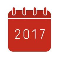 Icono de color de glifo de calendario 2017. símbolo de silueta sobre fondo blanco. espacio negativo. ilustración vectorial vector