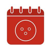 Bowling tournament date glyph color icon. Calendar page with bowling ball. Silhouette symbol on white background. Negative space. Vector illustration
