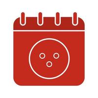 icono de color de glifo de fecha de torneo de bolos. página de calendario con bola de boliche. símbolo de silueta sobre fondo blanco. espacio negativo. ilustración vectorial vector