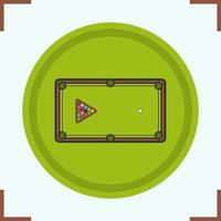 Billiard table color icon. Pool table with triangle balls rack. Isolated vector illustration