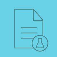 Medical test results color linear icon. Text document with lab flask. Thin line outline symbols on color background. Vector illustration