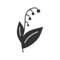 Lily of the valley glyph icon. Silhouette symbol. May-lily. Negative space. Vector isolated illustration