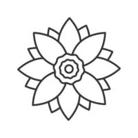 Lotus flower linear icon. Flowering plant thin line illustration. Relaxing, meditation, spa contour symbol. Vector isolated outline drawing