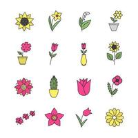 Flowers color icon. Garden, wild, house plants. Blooming decorative flowers. Isolated vector illustration