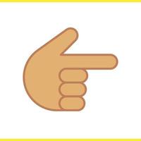 Point right hand gesture color icon. Index finger. Isolated vector illustration