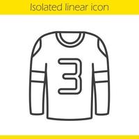 icono lineal de la camiseta del jugador de hockey. Ilustración de línea fina. símbolo de contorno. dibujo de contorno aislado vectorial vector