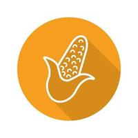 Corn flat linear long shadow icon. Maize. Vector outline symbol