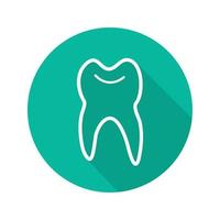 Human tooth flat linear long shadow icon. Stomatology. Vector outline symbol