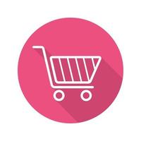 Shopping cart flat linear long shadow icon. Vector outline symbol