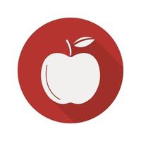 icono de glifo de larga sombra de diseño plano de manzana. ilustración de silueta de vector