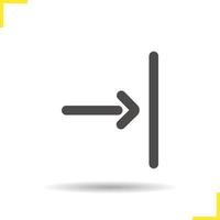 Enter the door arrow glyph icon. Drop shadow silhouette symbol. Negative space. Vector isolated illustration