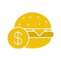 Buy hamburger glyph color icon. Burger price. Silhouette symbol on white background. Negative space. Vector illustration